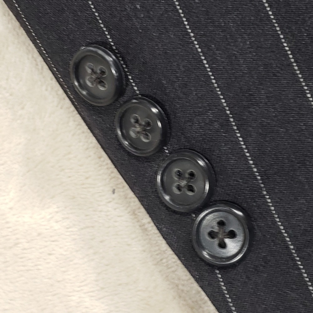 Jack Victor Suit Men 44R Black Pinstripe Super 110s Wool 3-Button Pleated Cuffed - Picture 3 of 16